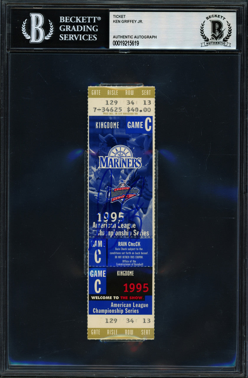 Ken Griffey Jr. Autographed 1995 ALCS Game 6 Ticket Seattle Mariners Beckett BAS #19215619