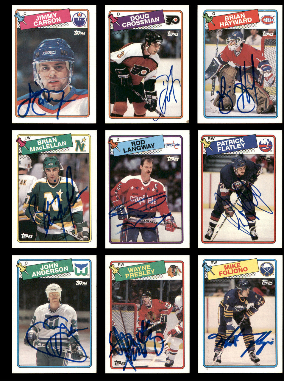 1988-89 Topps Hockey Autographed Cards (82 Count Lot - All Different) SKU #257860