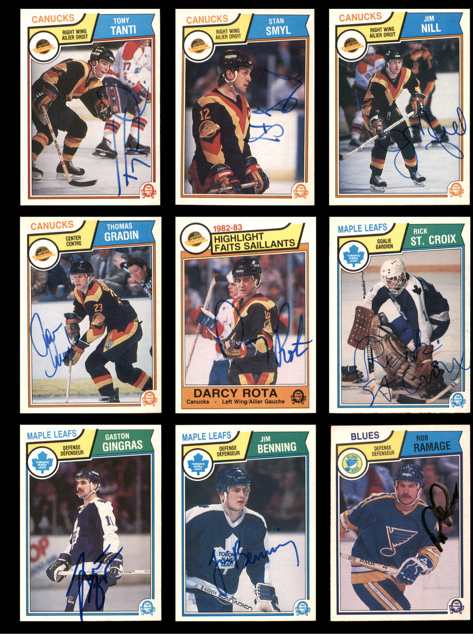 1983-84 O-Pee-Chee Hockey Autographed Cards (72 Count Lot - All Different) SKU #257862