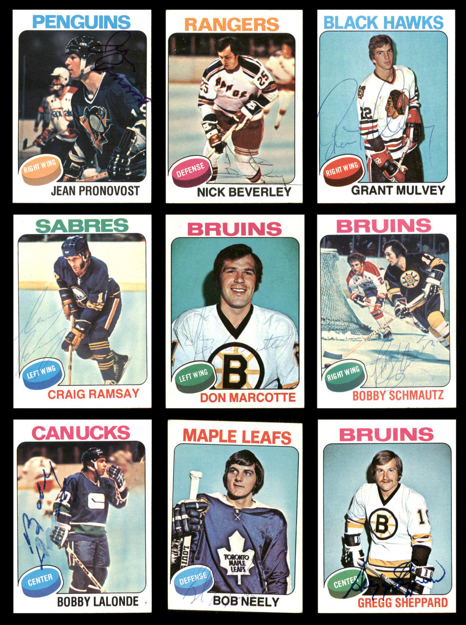 1975-76 Topps Hockey Autographed Cards (68 Count Lot - All Different) SKU #257887