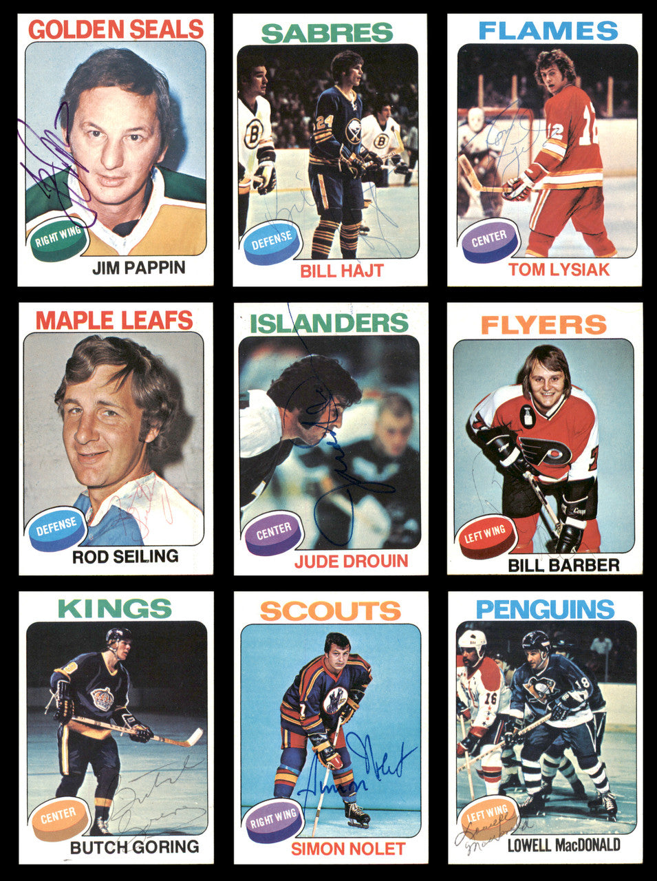 1975-76 Topps Hockey Autographed Cards (68 Count Lot - All Different) SKU #257887
