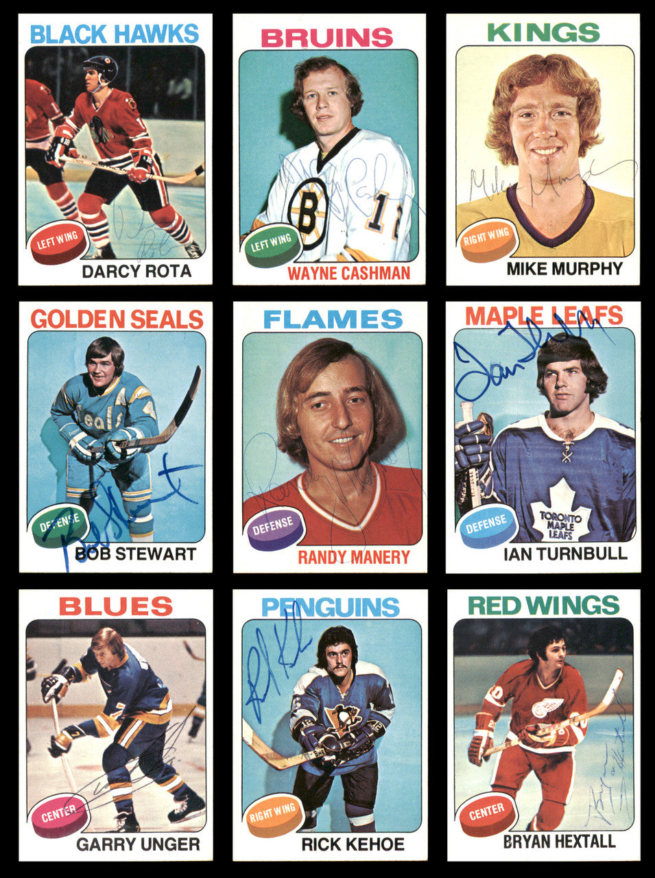 1975-76 Topps Hockey Autographed Cards (68 Count Lot - All Different) SKU #257887