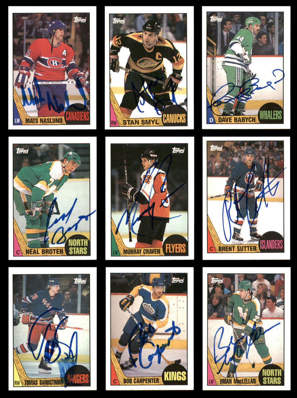 1987-88 Topps Hockey Autographed Cards (81 Count Lot - All Different) SKU #257891