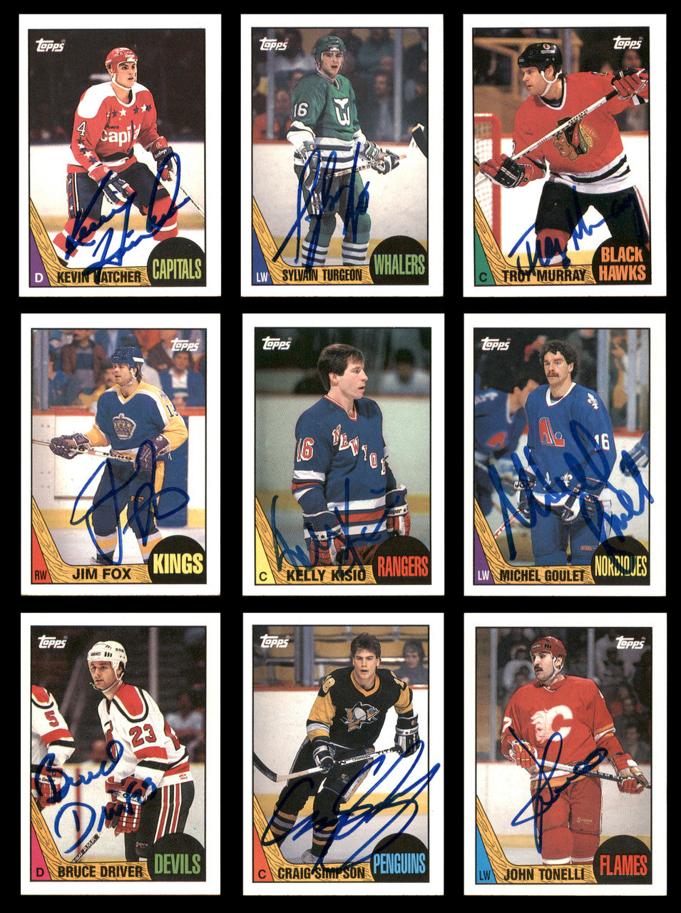 1987-88 Topps Hockey Autographed Cards (81 Count Lot - All Different) SKU #257891