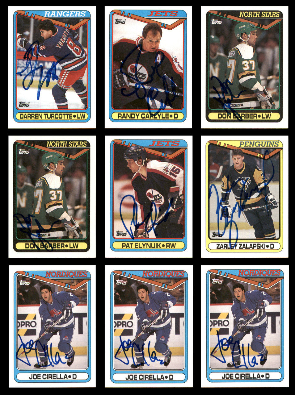 1990-91 Topps Hockey Autographed Cards (74 Count Lot) SKU #257892
