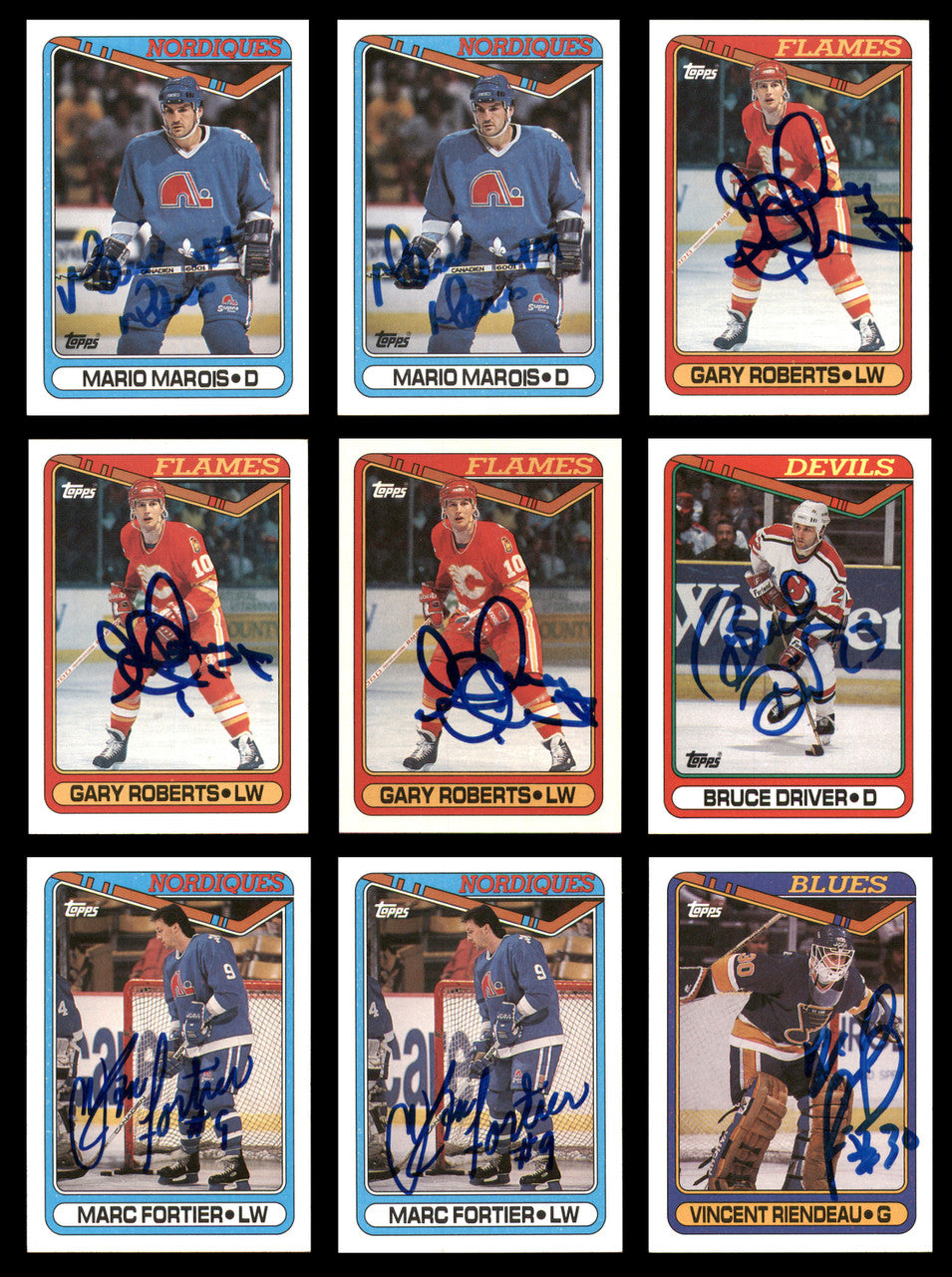 1990-91 Topps Hockey Autographed Cards (74 Count Lot) SKU #257892