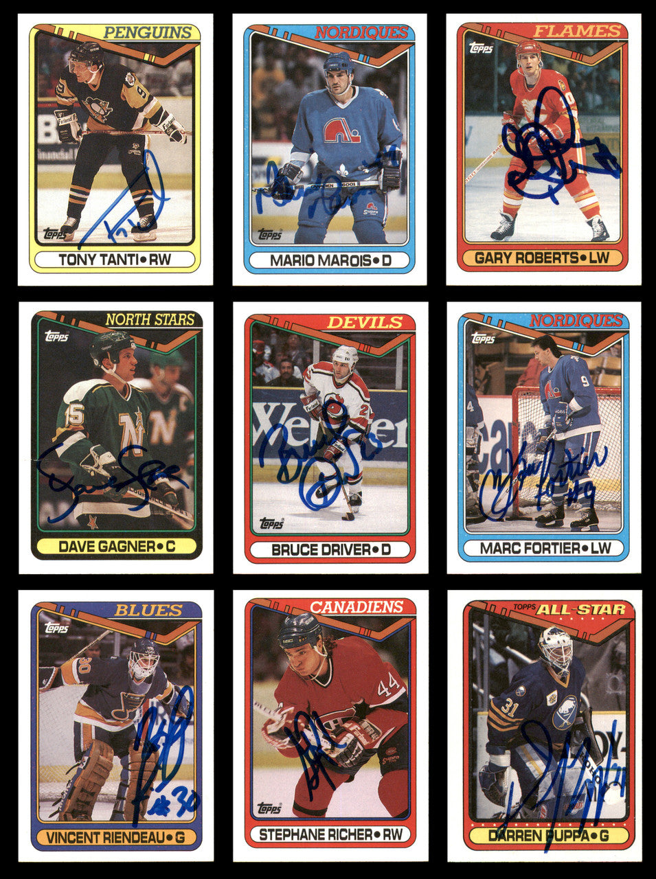 1990-91 Topps Hockey Autographed Cards (66 Count Lot - All Different) SKU #257893