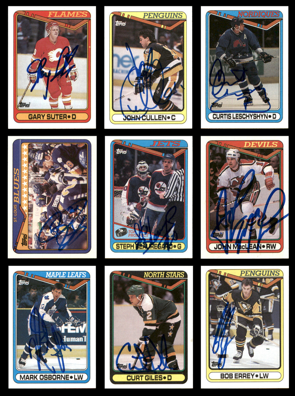 1990-91 Topps Hockey Autographed Cards (66 Count Lot - All Different) SKU #257893