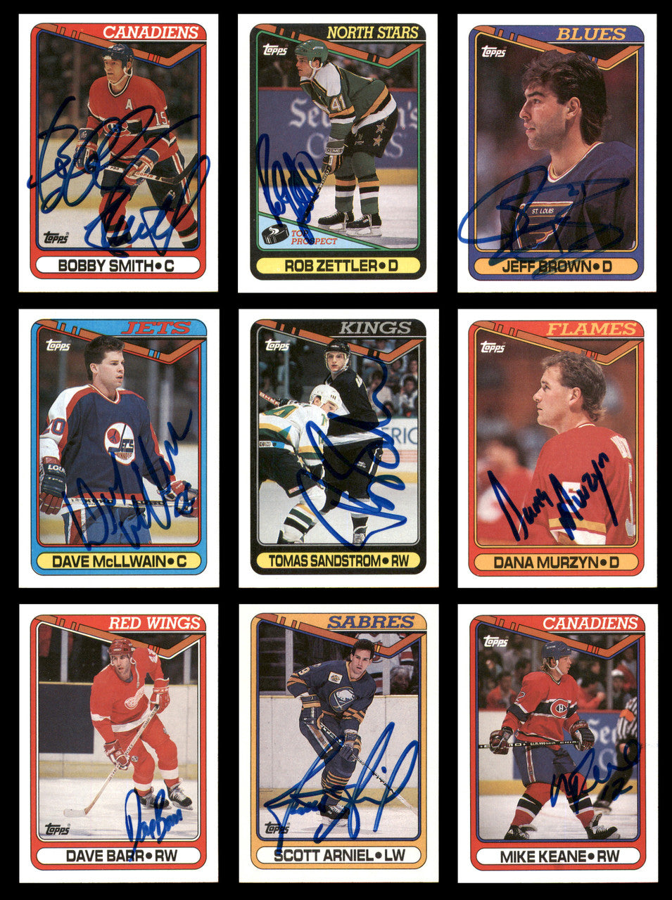 1990-91 Topps Hockey Autographed Cards (84 Count Lot - All Different) SKU #257894