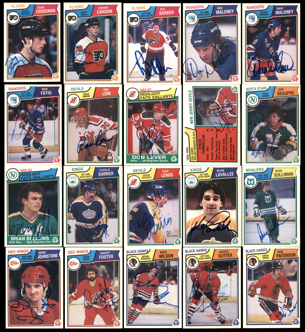 1983-84 O-Pee-Chee Hockey Autographed Cards (119 Count Lot - All Different) SKU #257899