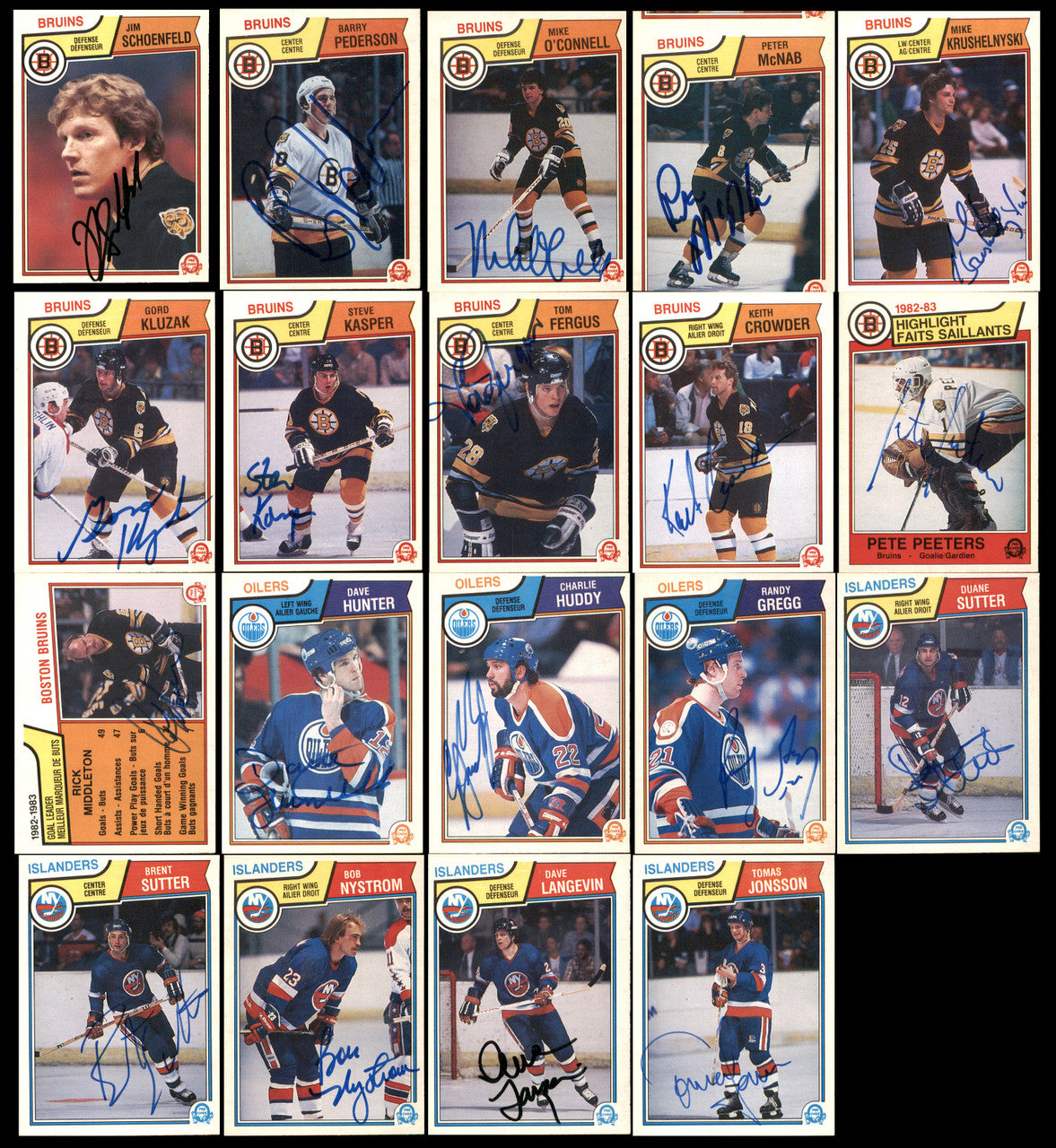 1983-84 O-Pee-Chee Hockey Autographed Cards (119 Count Lot - All Different) SKU #257899