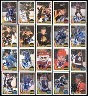 1987-88 O-Pee-Chee Hockey Autographed Cards (134 Count Lot - All Different) SKU #257908