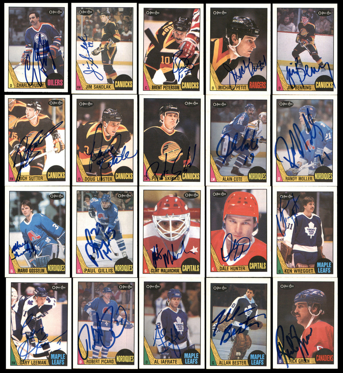 1987-88 O-Pee-Chee Hockey Autographed Cards (134 Count Lot - All Different) SKU #257908