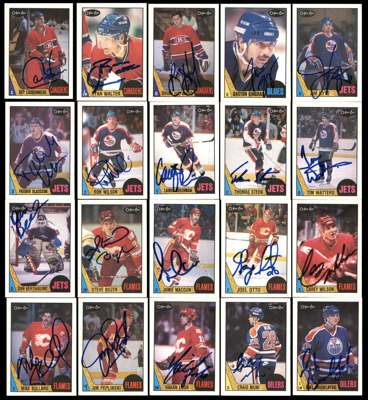 1987-88 O-Pee-Chee Hockey Autographed Cards (134 Count Lot - All Different) SKU #257908