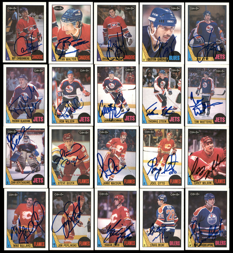 1987-88 O-Pee-Chee Hockey Autographed Cards (134 Count Lot - All Different) SKU #257908