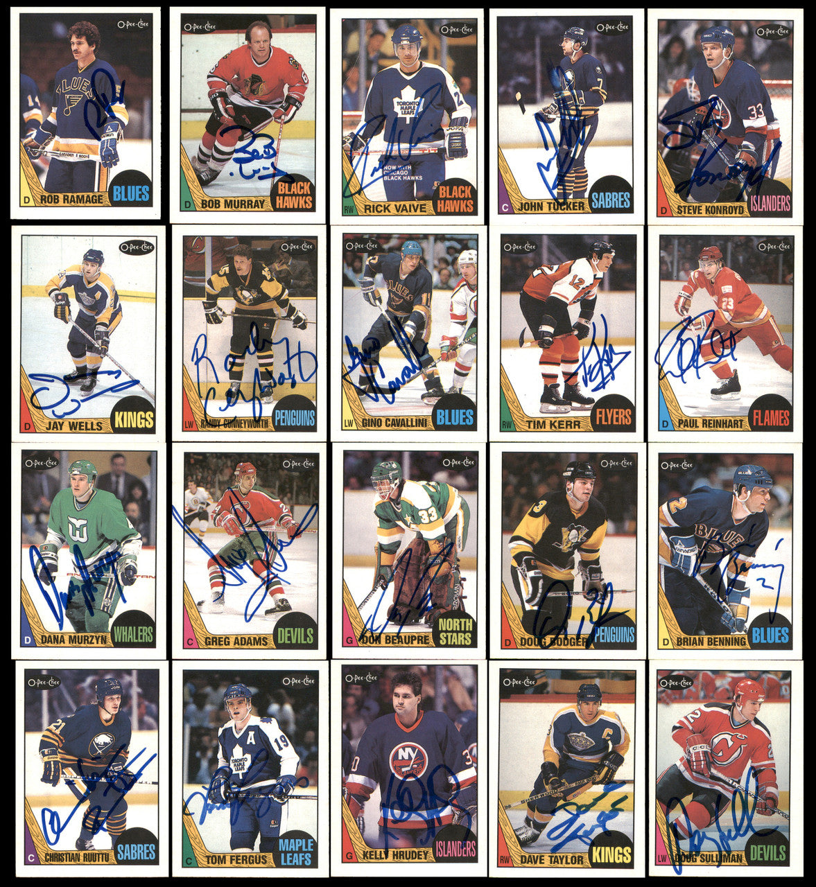 1987-88 O-Pee-Chee Hockey Autographed Cards (134 Count Lot - All Different) SKU #257908