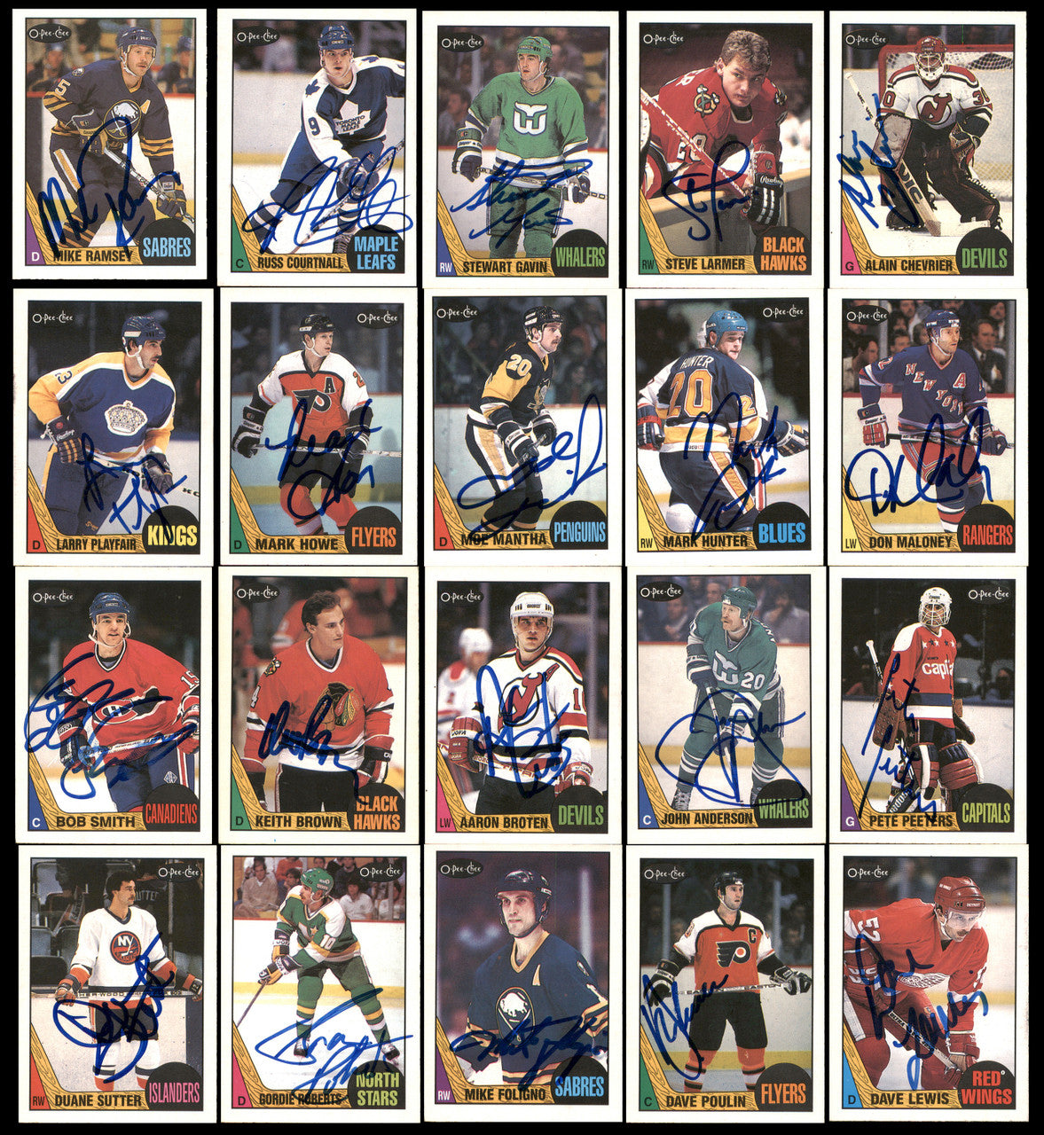 1987-88 O-Pee-Chee Hockey Autographed Cards (134 Count Lot - All Different) SKU #257908