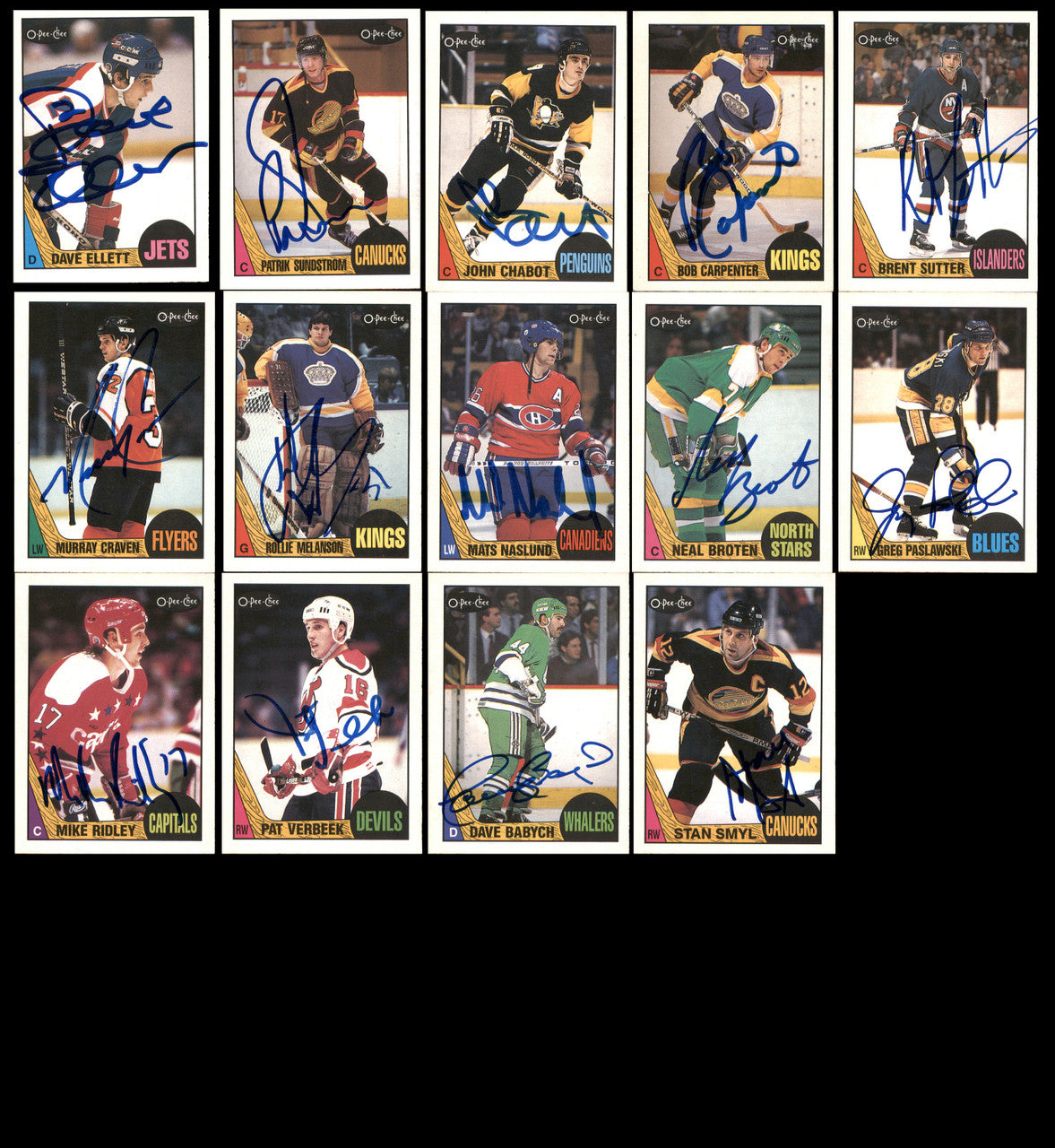 1987-88 O-Pee-Chee Hockey Autographed Cards (134 Count Lot - All Different) SKU #257908