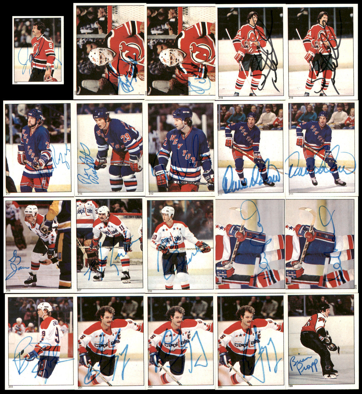 1983-84 Topps Stickers Hockey Autographed Cards (142 Count Lot) SKU #257914