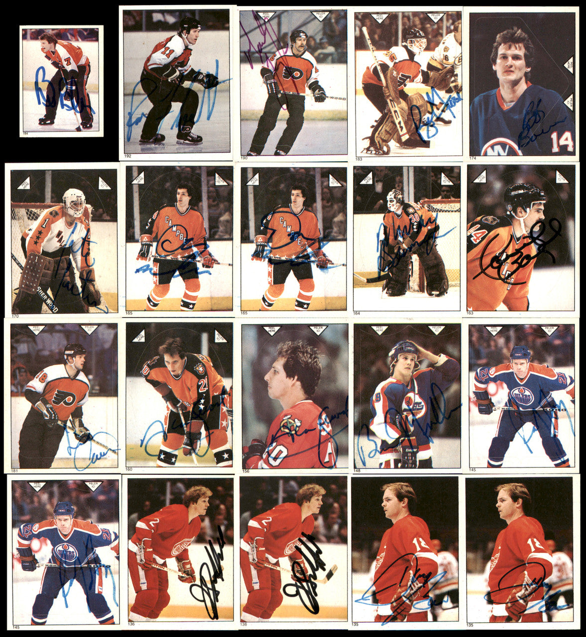 1983-84 Topps Stickers Hockey Autographed Cards (142 Count Lot) SKU #257914