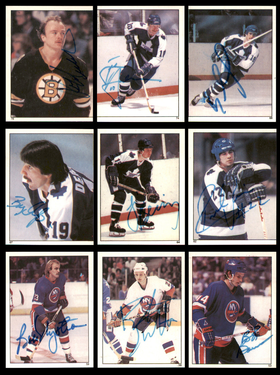 1982-83 Topps Stickers Hockey Autographed Cards (84 Count Lot - All Different) SKU #257917