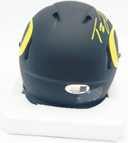 Tez Johnson Autographed Oregon Ducks Matte Black Speed Mini Helmet (Smudged) JSA Witness #WC196032