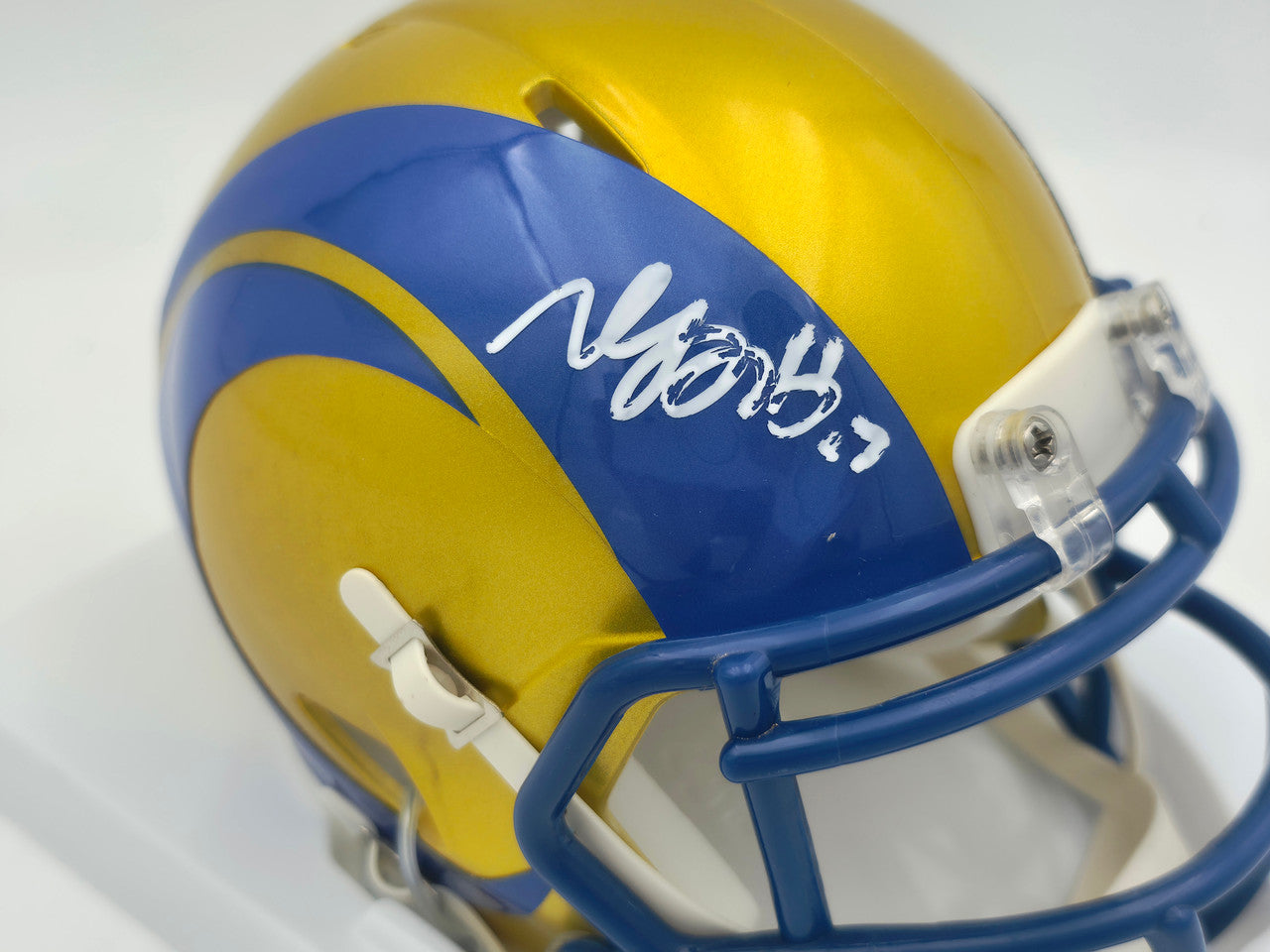 Davante Adams Autographed Los Angeles Rams Flash Yellow Speed Mini Helmet (Smudged) Beckett BAS Witness #4W061367