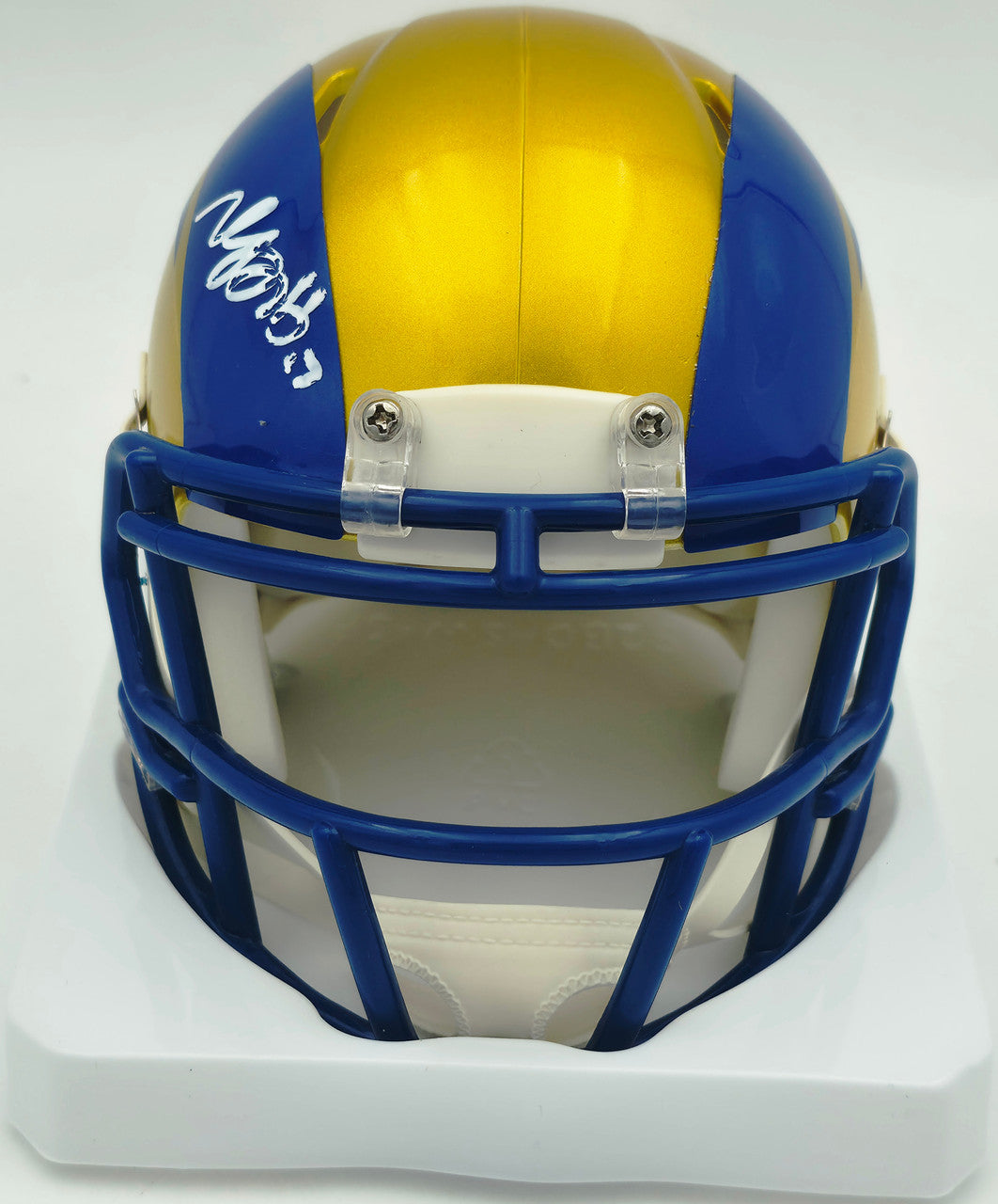 Davante Adams Autographed Los Angeles Rams Flash Yellow Speed Mini Helmet (Smudged) Beckett BAS Witness #4W061367