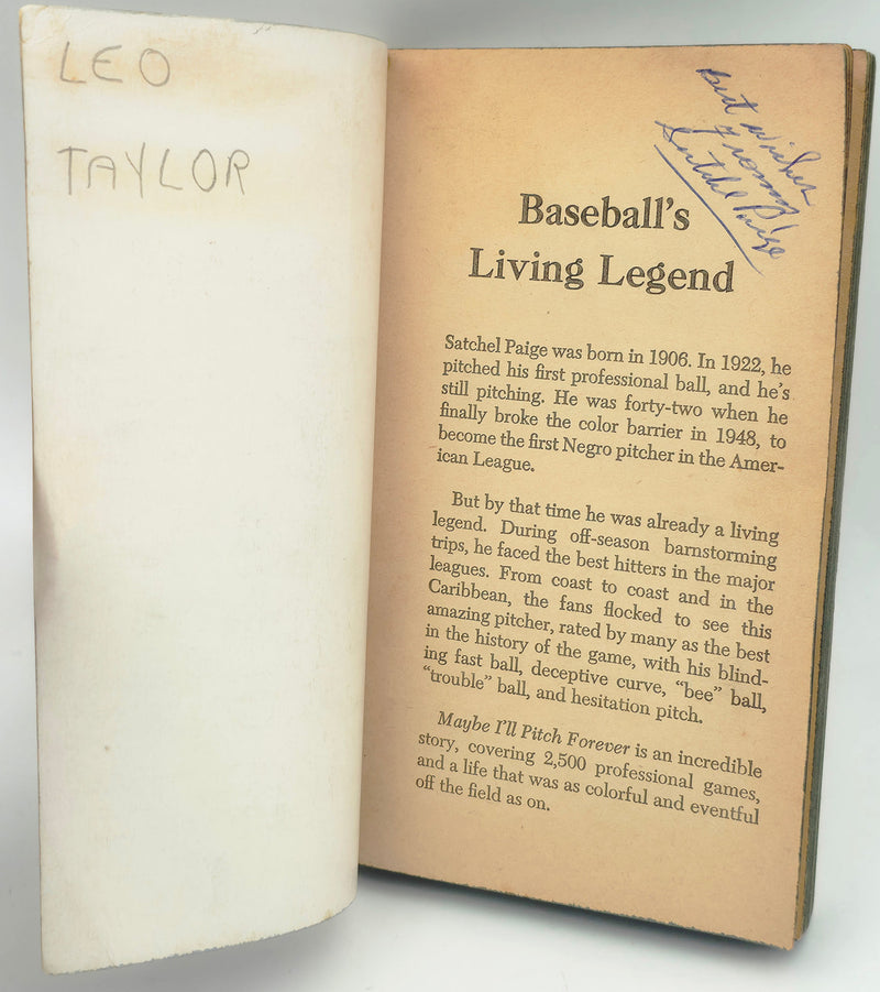 Satchel Paige Autographed Maybe I'll Pitch Forever Book Negro Leagues "Best Wishes" Beckett BAS #AE43590
