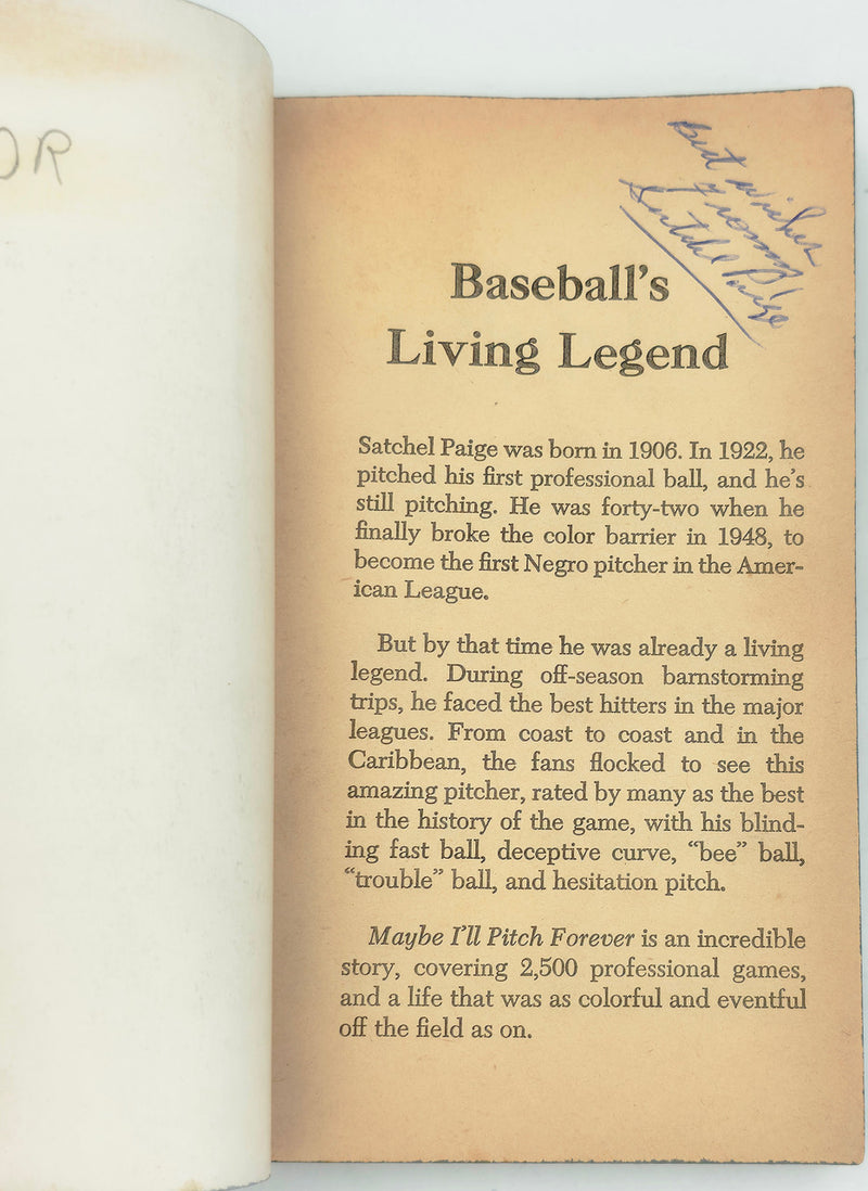 Satchel Paige Autographed Maybe I'll Pitch Forever Book Negro Leagues "Best Wishes" Beckett BAS #AE43590