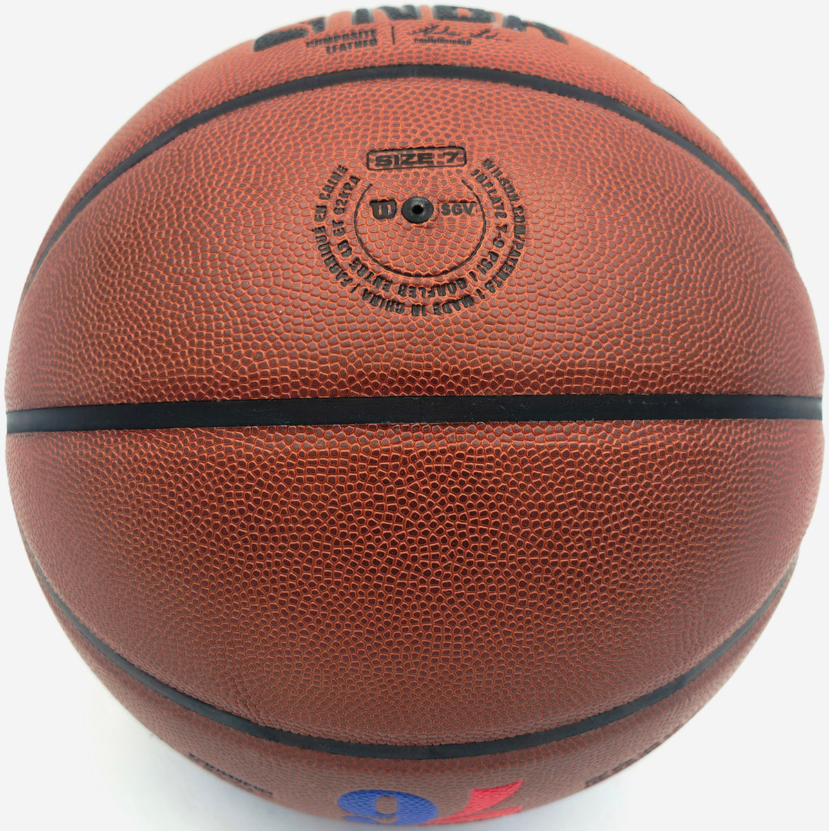Allen Iverson Autographed Composite Leather Basketball Philadelphia 76ers Logo (Smudged) Beckett BAS Witness #3W343149