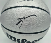 Allen Iverson Autographed Platinum Edition Composite Leather Basketball Philadelphia 76ers (Signed Twice) Beckett BAS Witness #3W343064