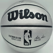 Allen Iverson Autographed Platinum Edition Composite Leather Basketball Philadelphia 76ers (Signed Twice) Beckett BAS Witness #3W343064