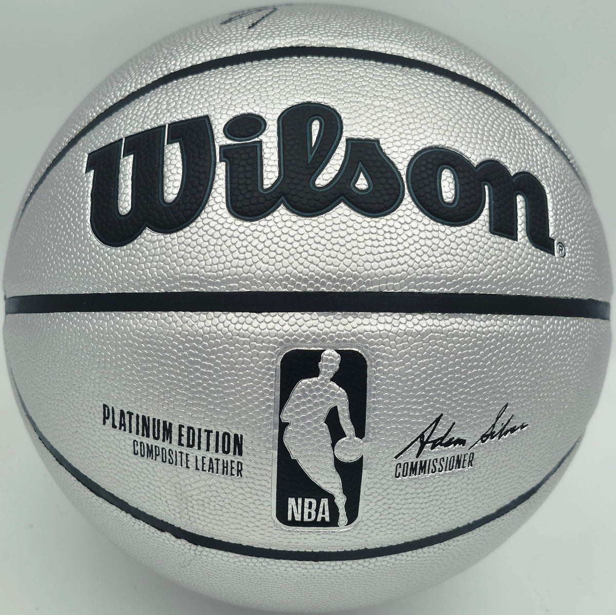Allen Iverson Autographed Platinum Edition Composite Leather Basketball Philadelphia 76ers (Signed Twice) Beckett BAS Witness #3W343064