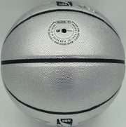Allen Iverson Autographed Platinum Edition Composite Leather Basketball Philadelphia 76ers (Signed Twice) Beckett BAS Witness #3W343064