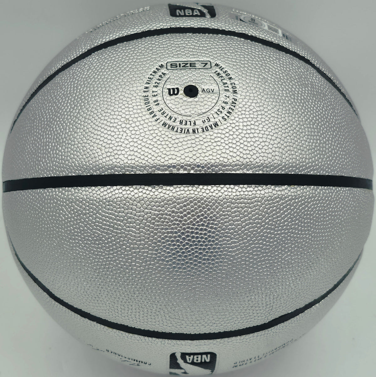 Allen Iverson Autographed Platinum Edition Composite Leather Basketball Philadelphia 76ers (Signed Twice) Beckett BAS Witness #3W343064