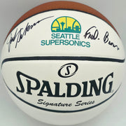 Jack Sikma & Fred Brown Autographed Spalding Signature Series Basketball Seattle Supersonics Logo MCS Holo #63691
