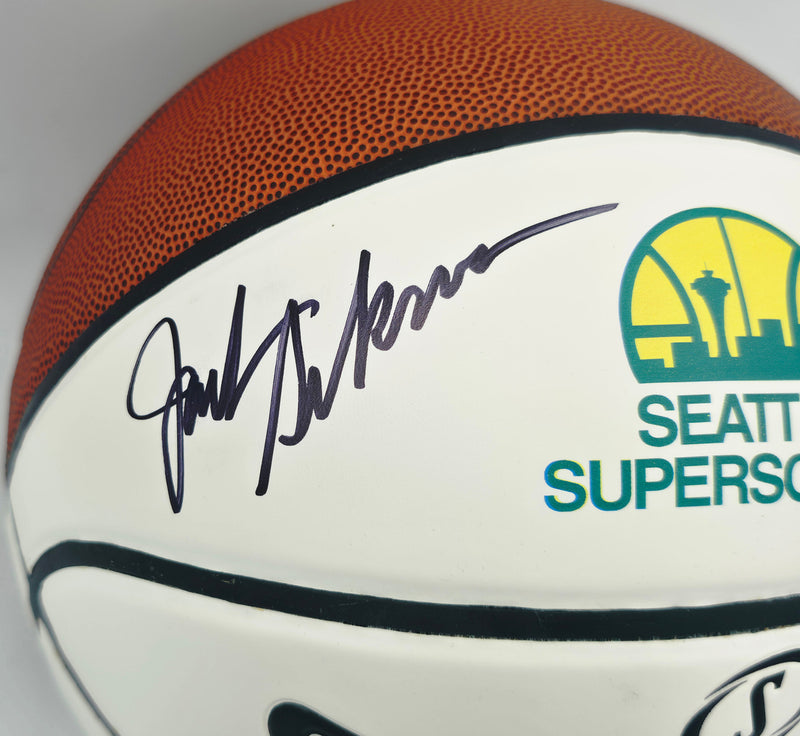 Jack Sikma & Fred Brown Autographed Spalding Signature Series Basketball Seattle Supersonics Logo MCS Holo #63691
