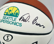 Jack Sikma & Fred Brown Autographed Spalding Signature Series Basketball Seattle Supersonics Logo MCS Holo #63691