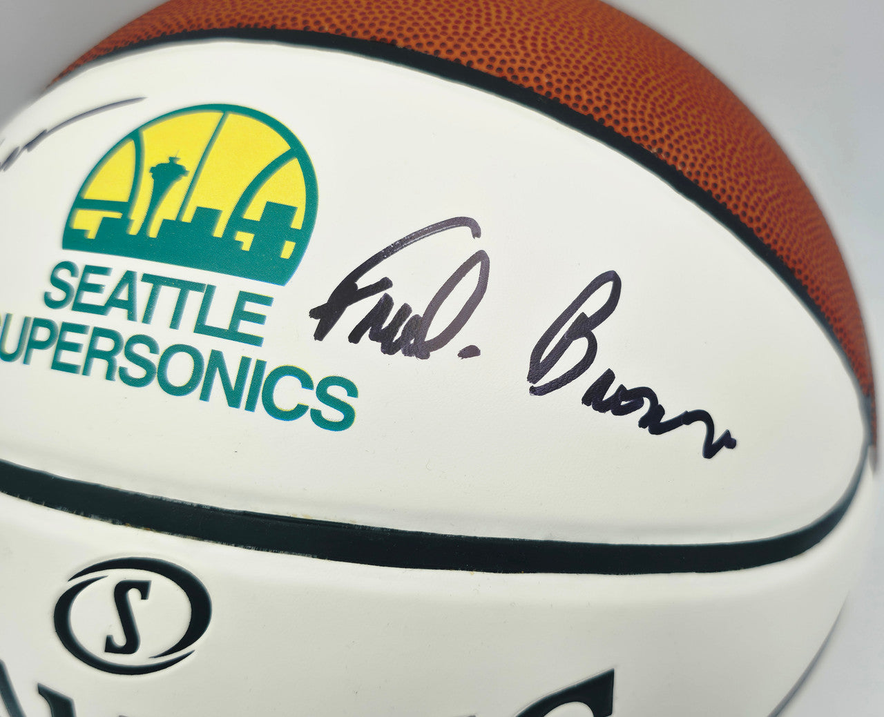 Jack Sikma & Fred Brown Autographed Spalding Signature Series Basketball Seattle Supersonics Logo MCS Holo #63691