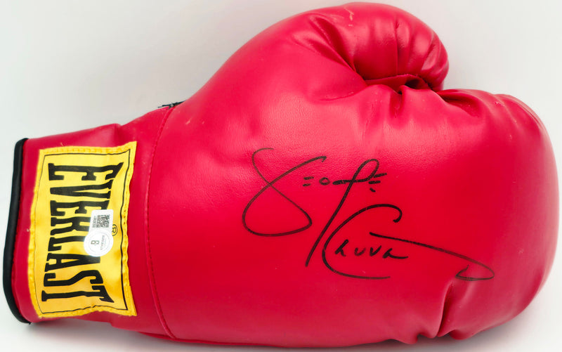 George Chuvalo Autographed Red Everlast Boxing Glove RH Beckett BAS QR #BS30361