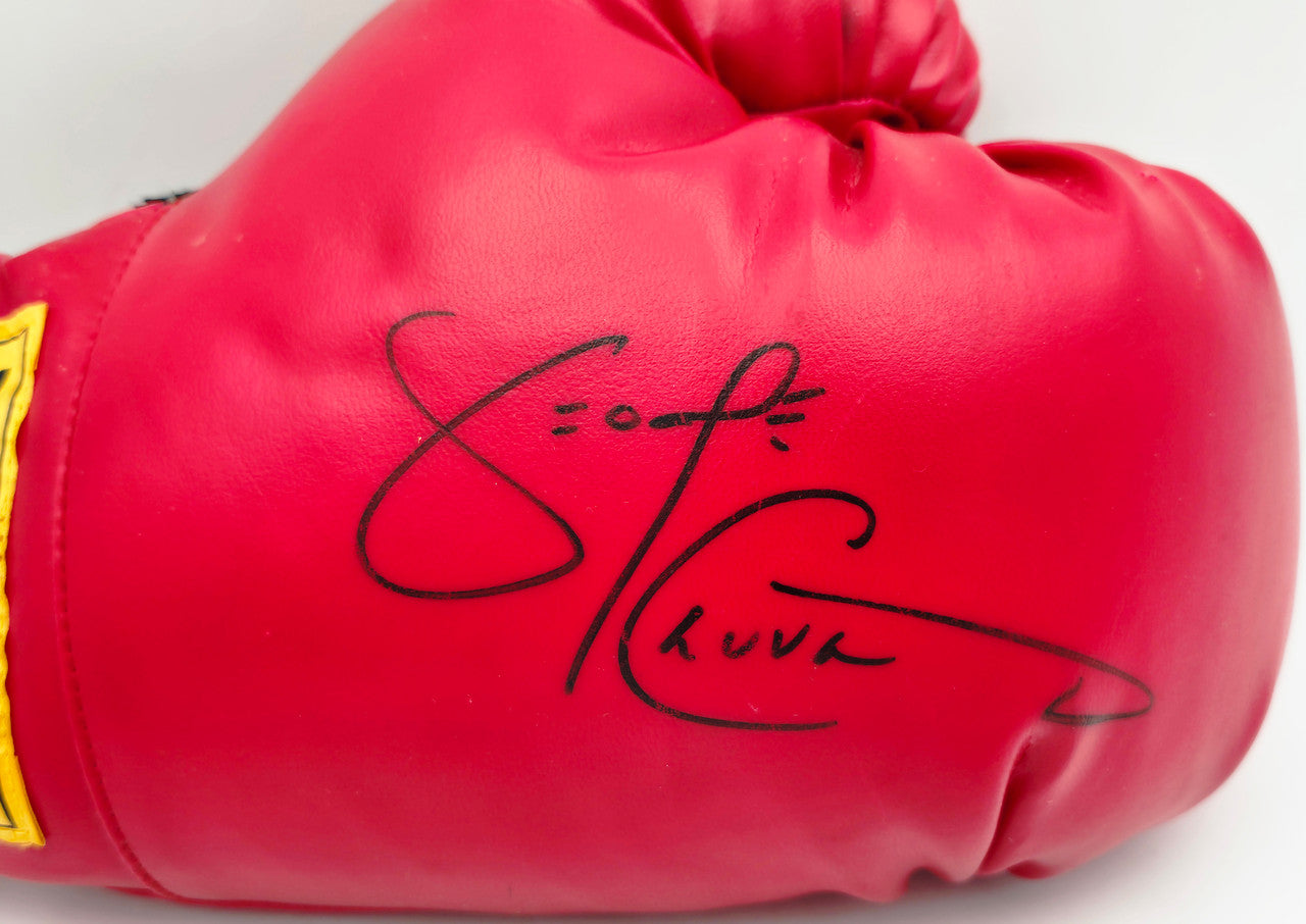 George Chuvalo Autographed Red Everlast Boxing Glove RH Beckett BAS QR #BS30361