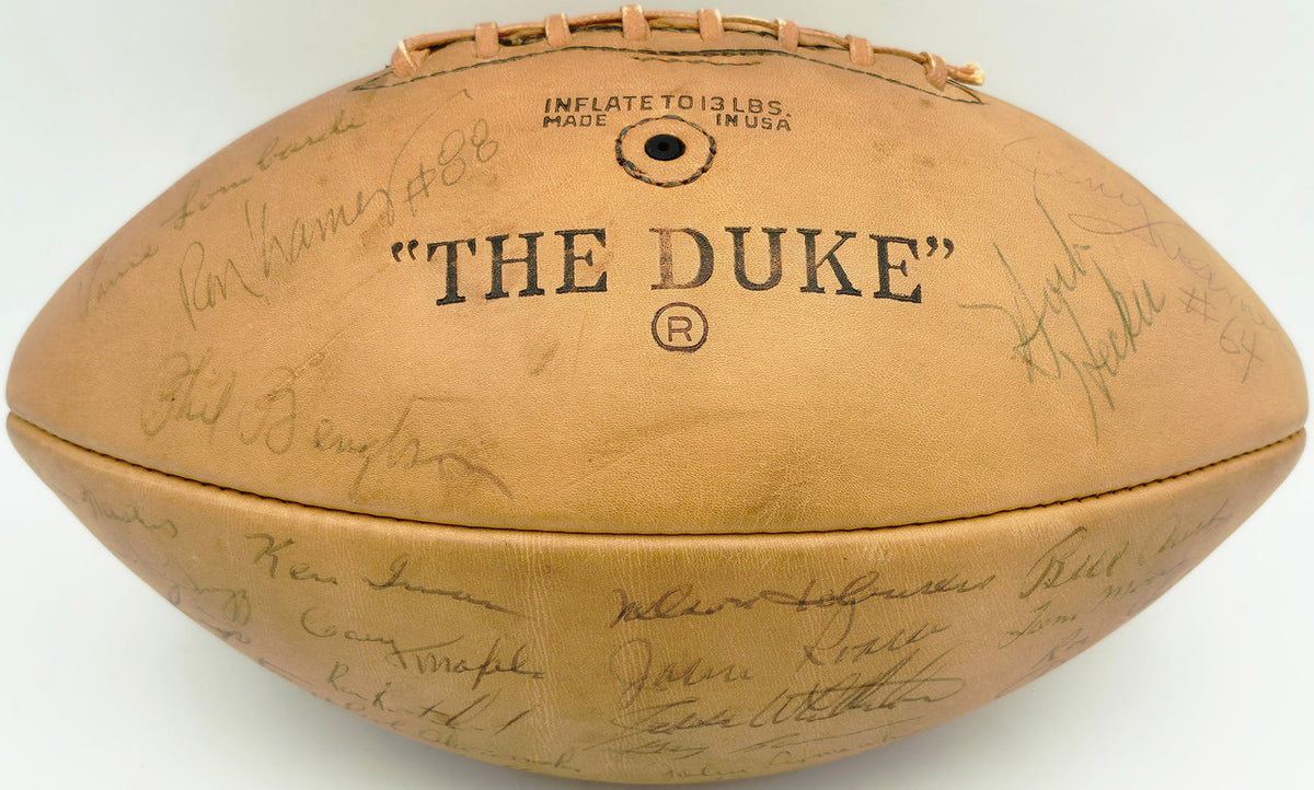 1962 Green Bay Packers NFL Champions Autographed Official NFL Leather Wilson Football With 34 Signatures Including Vince Lombardi Beckett BAS QR #AE65355