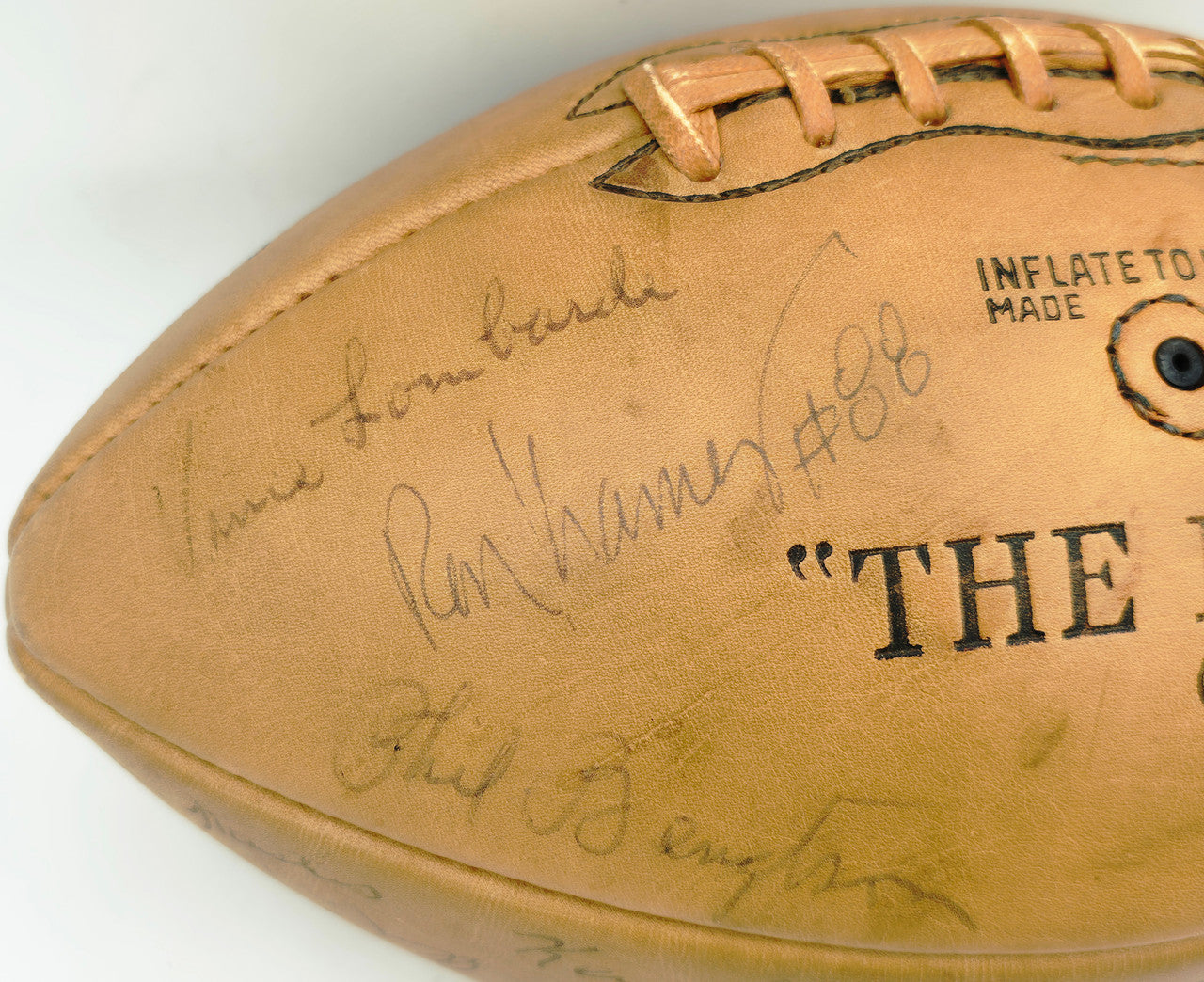 1962 Green Bay Packers NFL Champions Autographed Official NFL Leather Wilson Football With 34 Signatures Including Vince Lombardi Beckett BAS QR #AE65355
