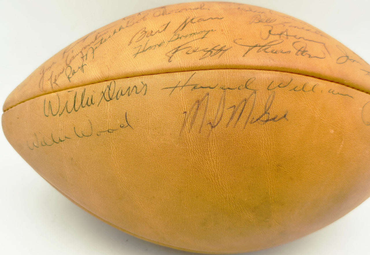 1962 Green Bay Packers NFL Champions Autographed Official NFL Leather Wilson Football With 34 Signatures Including Vince Lombardi Beckett BAS QR #AE65355