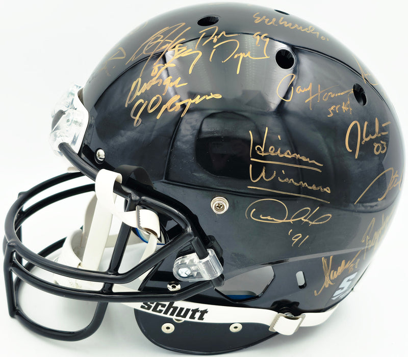 College Football's Best Heisman Winners Autographed Black Full Size Schutt Replica Helmet With 24 Signatures Including Barry Sanders & Bo Jackson Steiner Holo #SS149099