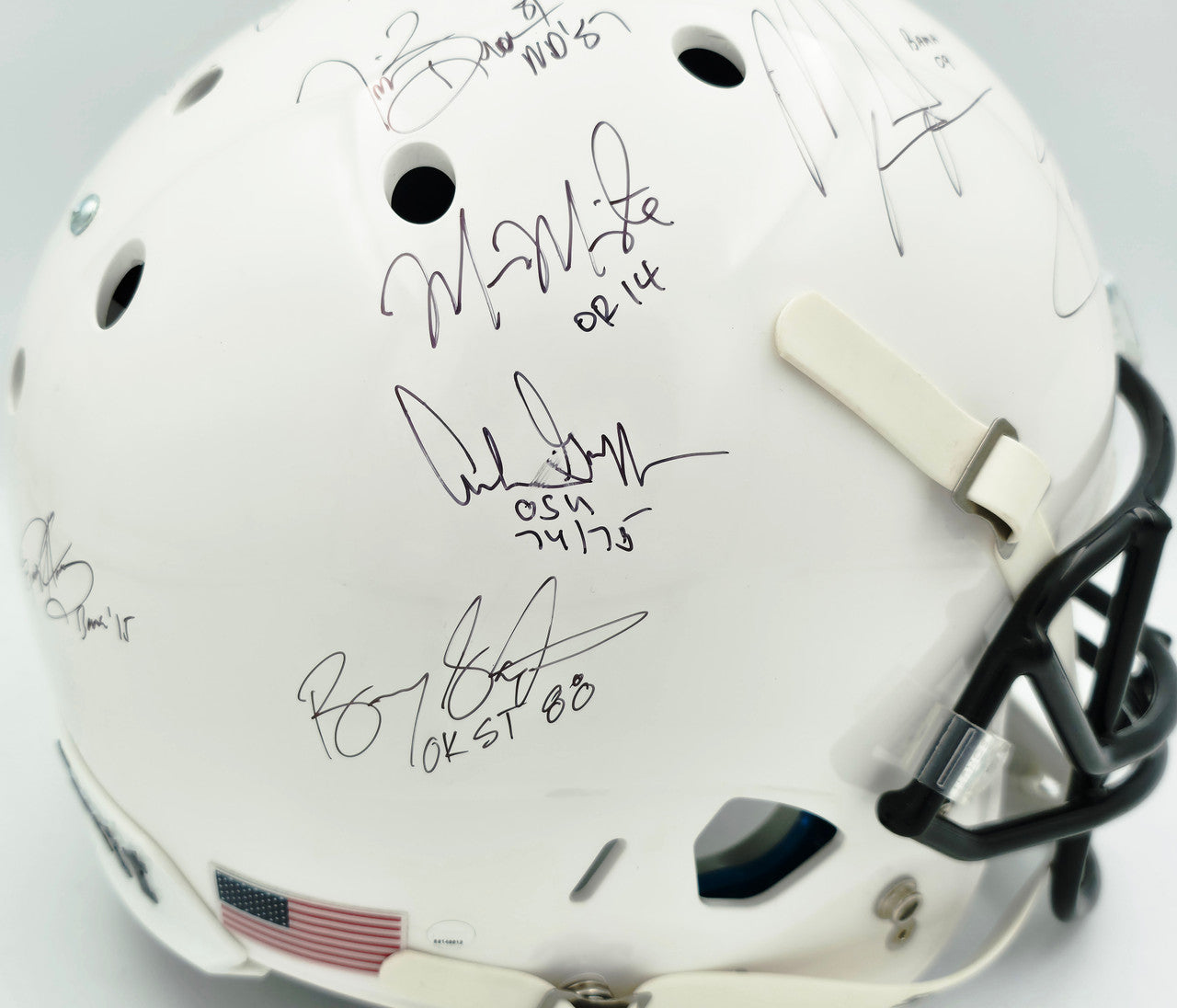 College Football's Best Heisman Winners Autographed White Full Size Schutt Replica Helmet With 24 Signatures Including Barry Sanders & Bo Jackson Steiner Holo #SS149812