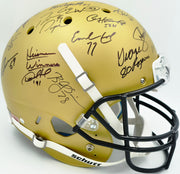 College Football's Best Heisman Winners Autographed Gold Full Size Schutt Replica Helmet With 24 Signatures Including Barry Sanders & Bo Jackson Steiner Holo #SS149084