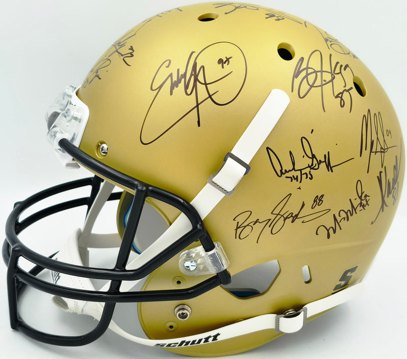 College Football's Best Heisman Winners Autographed Gold Full Size Schutt Replica Helmet With 24 Signatures Including Barry Sanders & Bo Jackson Steiner Holo #SS149084