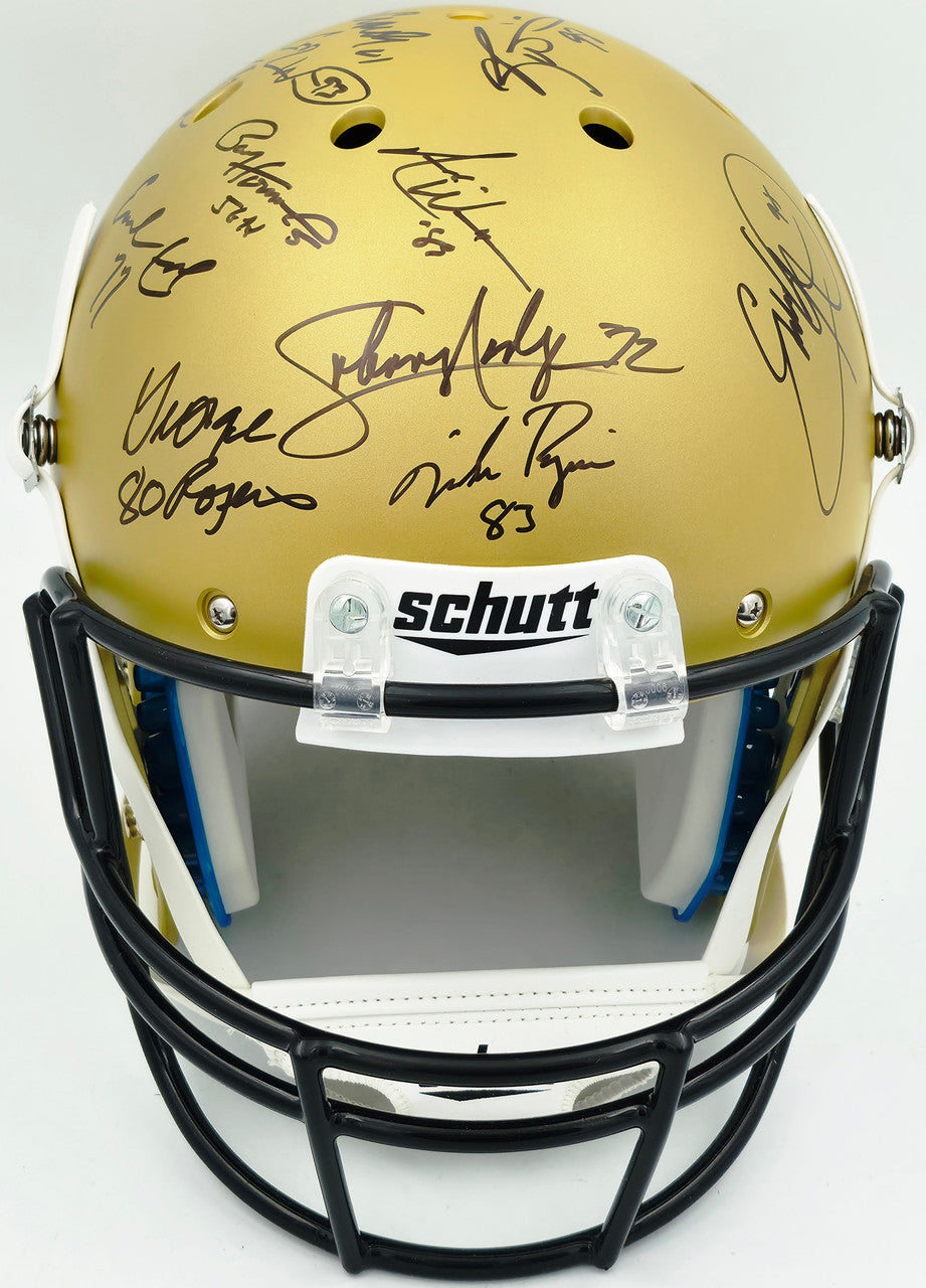College Football's Best Heisman Winners Autographed Gold Full Size Schutt Replica Helmet With 24 Signatures Including Barry Sanders & Bo Jackson Steiner Holo #SS149084